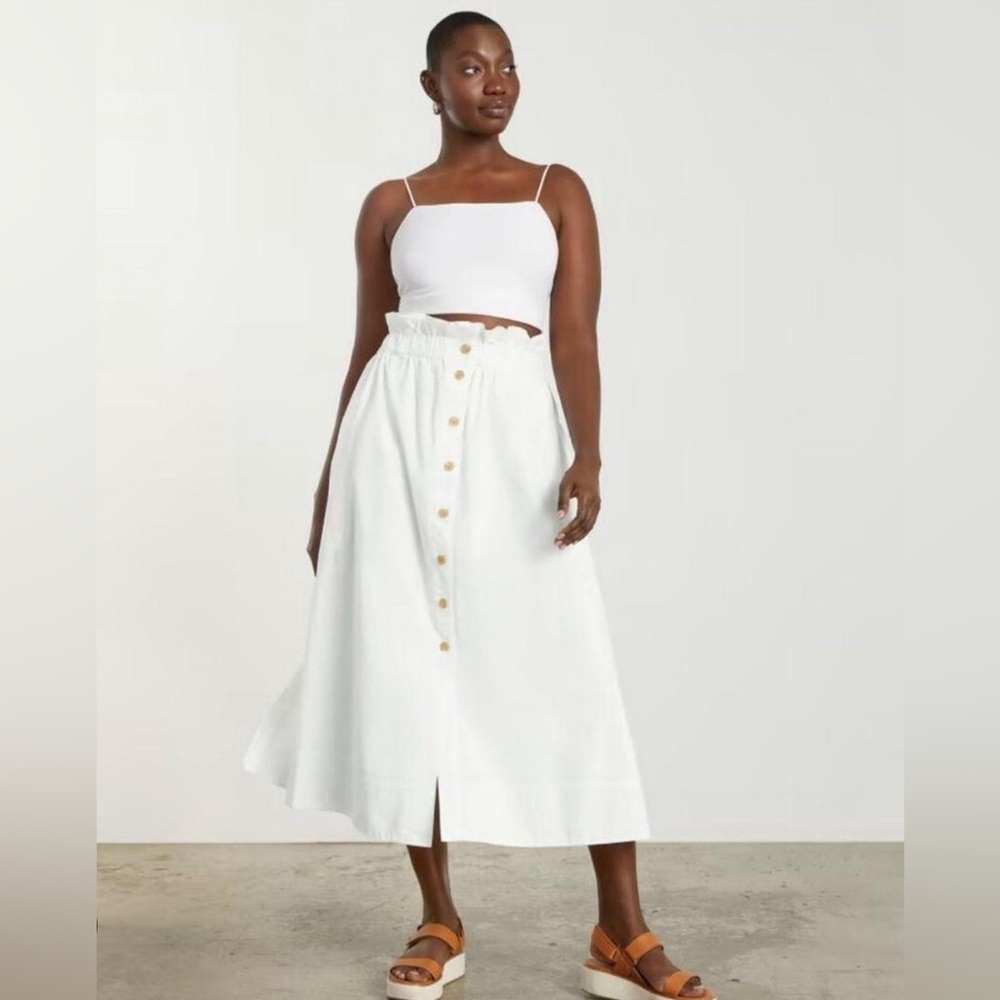 Everlane White Midi Skirt